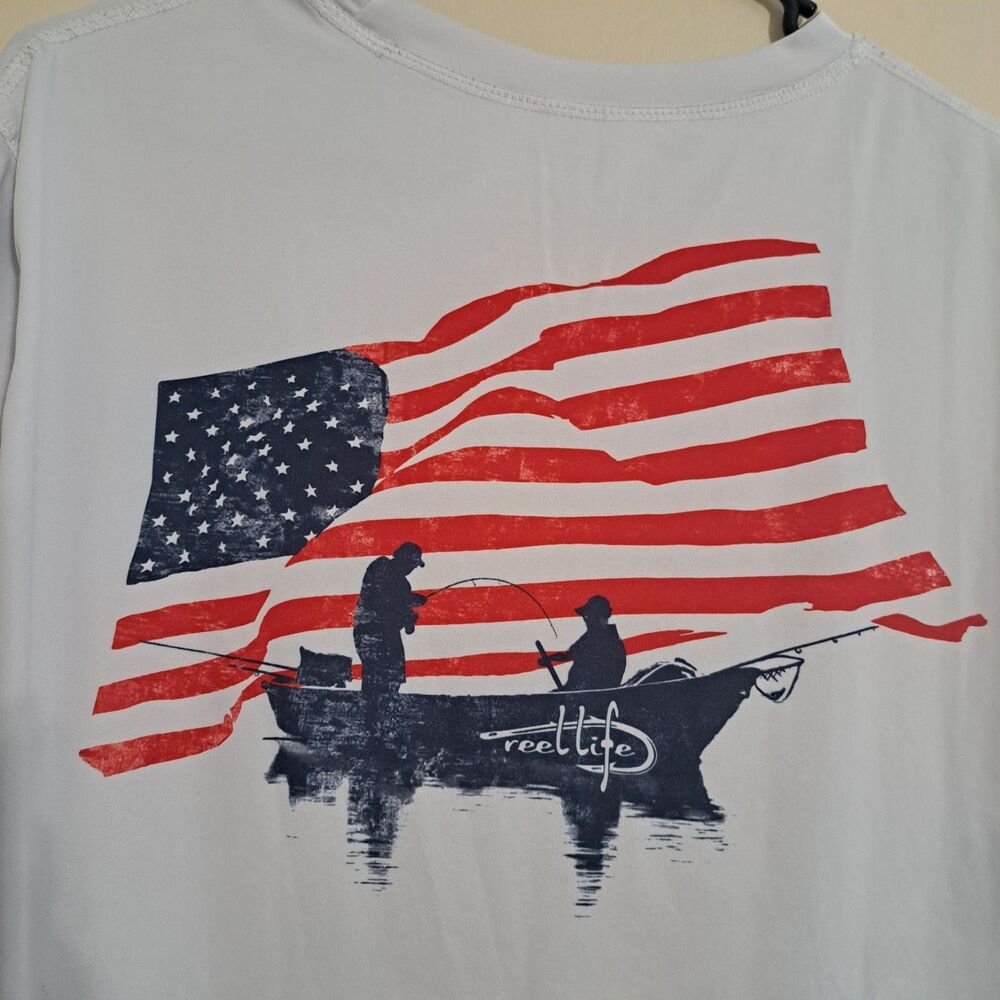 Reel Life Mens White Graphic Fishing Long Sleeve Polyester T Shirt Size L - Picture 4 of 8